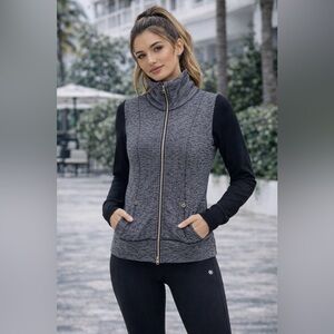 Lululemon Daily Practice Jacket Size 4 Coco Pique Zip Up Black Grey Athletic